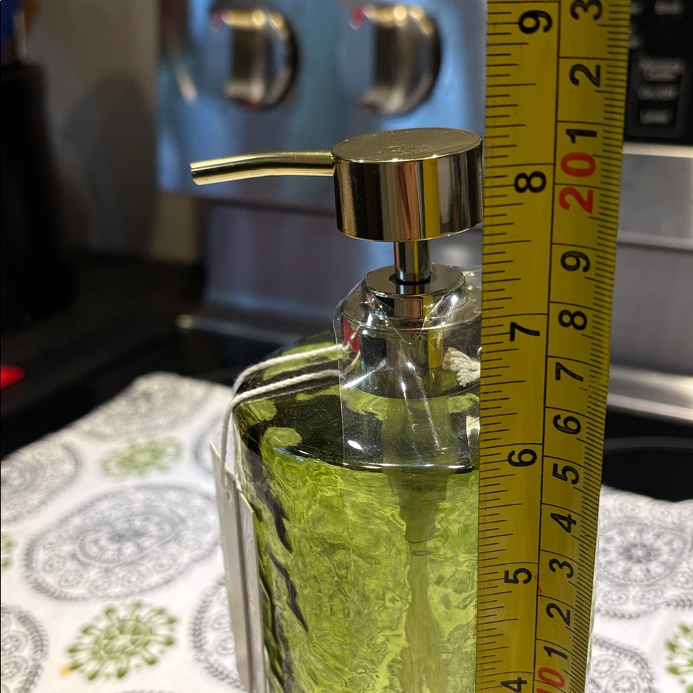 Green Textured Glass Soap/Lotion Dispenser NWT - Picture 5 of 6